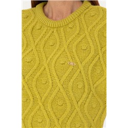 Kadın Fıstık Yeşili Bisiklet Yaka Kazak