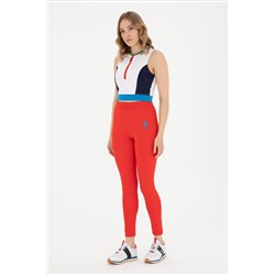 Kadın Kırmızı Yüksel Bel Spor Tayt