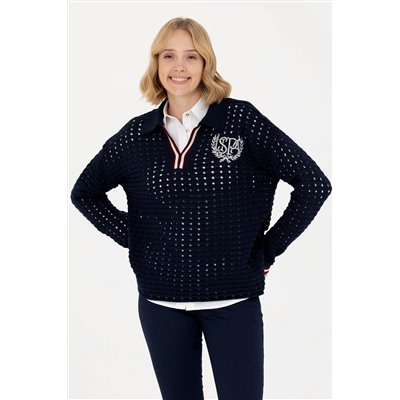 Kadın Lacivert V - Yaka Kazak