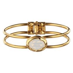 Браслет Грация (кристаллы SW 18х13 белый опал; покрытие золото), Есть комплект