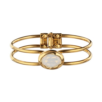 Браслет Грация (кристаллы SW 18х13 белый опал; покрытие золото), Есть комплект