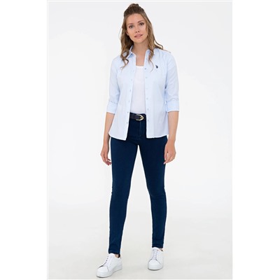 Kadın Açık Mavi Uzun Kollu Basic Gömlek