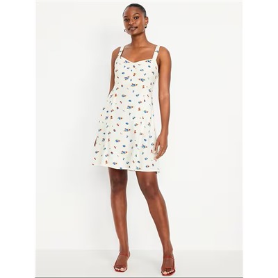 Fit & Flare Crepe Floral Mini Dress