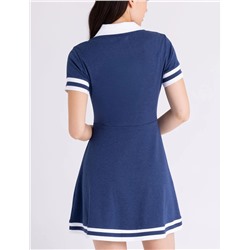 FIT AND FLARE Y-PLACKET POLO DRESS