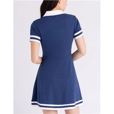 FIT AND FLARE Y-PLACKET POLO DRESS