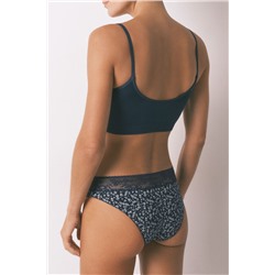 Braga clásica algodón azul estampado flores