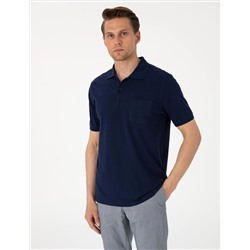 Lacivert Regular Fit %100 Pamuk Polo Yaka Basic Tişört