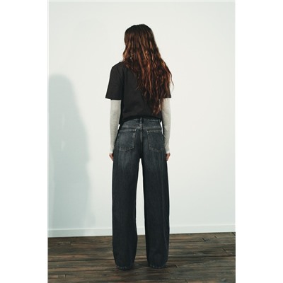 JEANS TRF WIDE LEG CINTURA CRUZADA TIRO ALTO