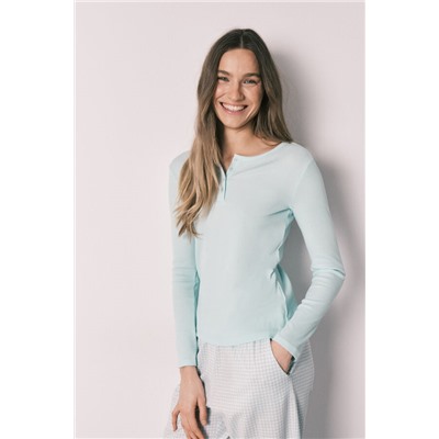 Pijama largo verde cuadros Vichy algodón