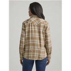 Womens Legendary Western Shirt:Neutral Plaid:M: