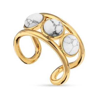 Кольцо Самоцветы (бирюза белая; покрытие золото), Есть комплект