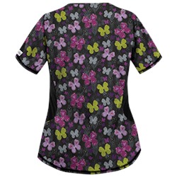 UA Butterfly Bounty Black Print Scrub Top