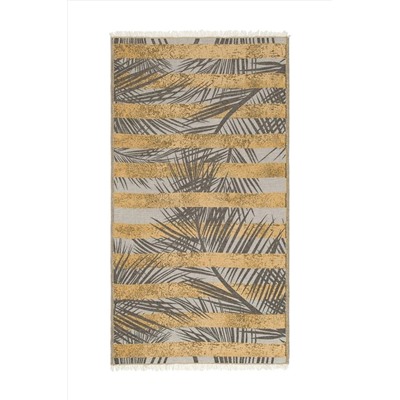 Denizli Concept Palmiye Desenli Hardal Peştemal - Tahiti %100 Pamuk Peştemal Modelleri - 90x170 Cm