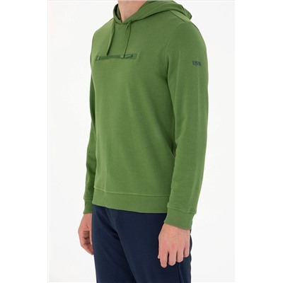 Erkek Yeşil Kapüşonlu Sweatshirt