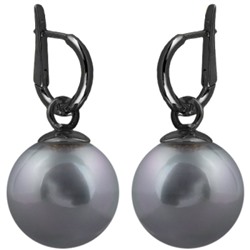 Серьги (Майорка 16мм серо-голубая; покрытие черный родий), Есть комплект