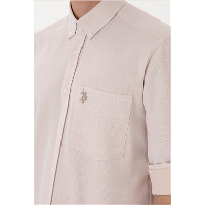 Erkek Camel Regular Fit Cepli Gömlek