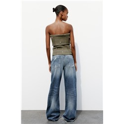 HIGH-RISE RIPPED WIDE-LEG TRF JEANS