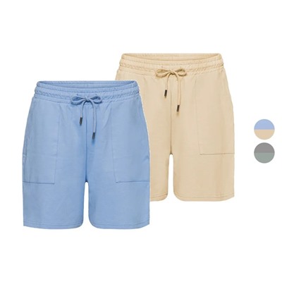 esmara Damen Sweatbermudas, 2 Stück, mit hohem Baumwollanteil