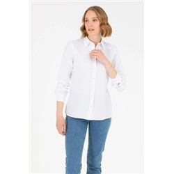 Kadın Beyaz Uzun Kollu Basic Gömlek