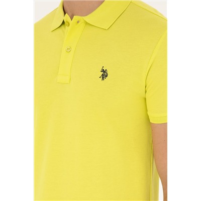 Erkek Slim Fit Polo Yaka Fıstık Yeşili Basic Tişört