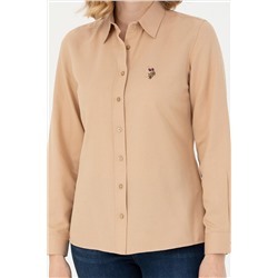 Kadın Kum Uzun Kollu Basic Gömlek