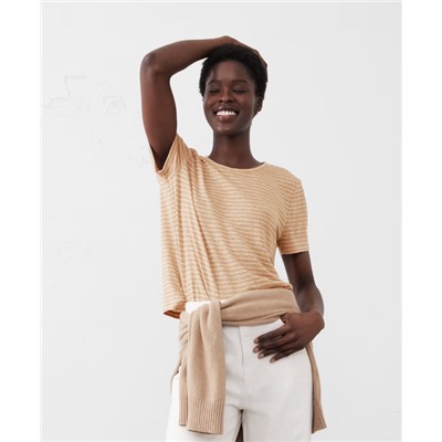Linen-Blend Crew-Neck Top