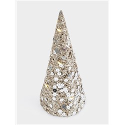 Ель-конус, 20 см, с подсветкой, полиэстер/металл, шампань, Celebration