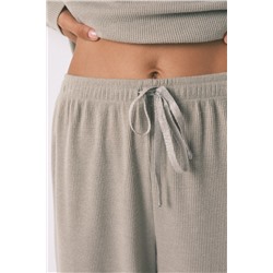 Pijama largo textura waffle verde