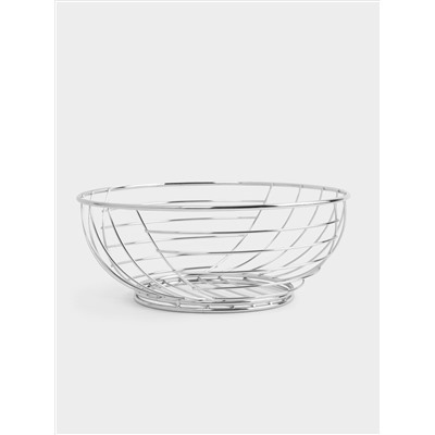 Корзина для фруктов, 27 см, металл, серебристая, Полосы, Spin