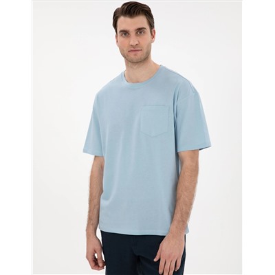 Açık Mavi Comfort Fit Basic Tişört