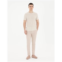 Bej Slim Fit Basic Tişört