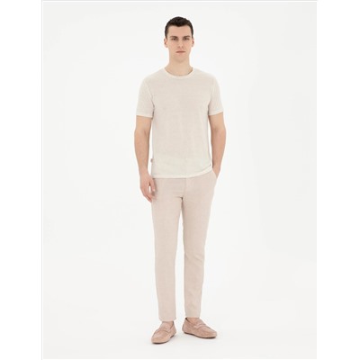 Bej Slim Fit Basic Tişört