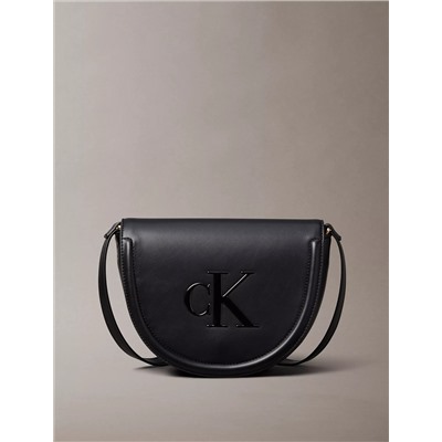 Embossed Monogram Logo Saddle Bag