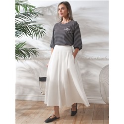 Лонгслив в полоску с рукавами-буфами из премиального хлопка с эластаном