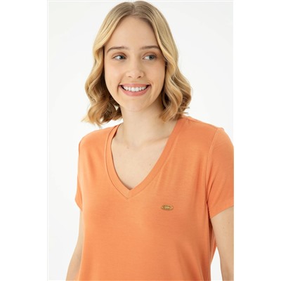 Kadın Kiremit Basic Tişört