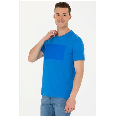 Erkek Saks Bisiklet Yaka Tişört