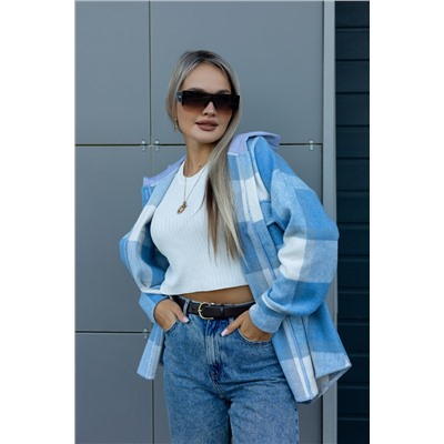 Рубашка женская в клетку с капюшоном РЖКК-01