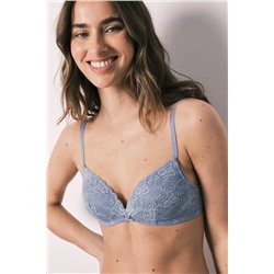 Sujetador triangular relleno encaje azul CHARMING