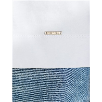 Футболка с V-вырезом и цельнокроеным рукавом из премиального хлопка с эластаном