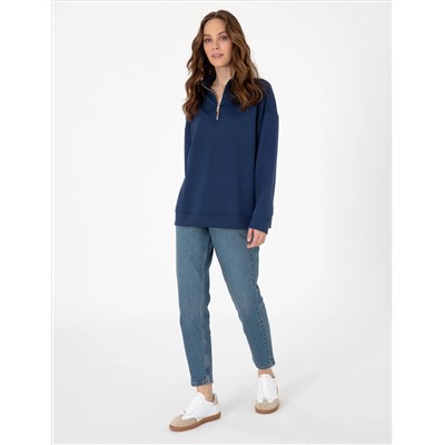 Lacivert Regular Fit Modal Kumaş Sweatshirt