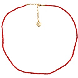 Колье 45-50см (шпинель 1мм алая; покрытие золото)