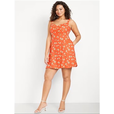Fit & Flare Crepe Floral Mini Dress