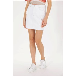 Kadın Beyaz Jean Etek