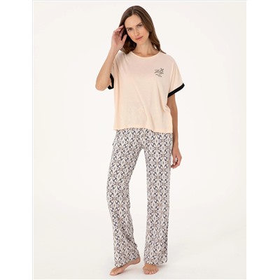 Bej Kısakollu Pijama Takımı