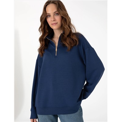 Lacivert Regular Fit Modal Kumaş Sweatshirt