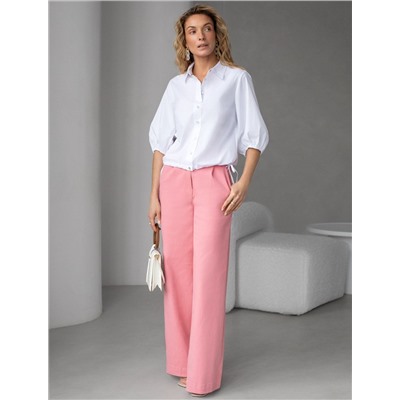 Укороченная блузка с рукавами буфами и с кулиской по низу из эластичного хлопка