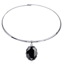 Колье Сияние (кристаллы SW гематит; покрытие родий) 42см, Есть комплект