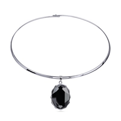 Колье Сияние (кристаллы SW гематит; покрытие родий) 42см, Есть комплект