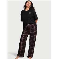 Victoria's Secret Flannel Short-Sleeve Long Tee-Jama Set