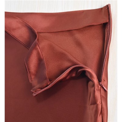 Женская атласная юбка миди с кружевом ЗАР*А